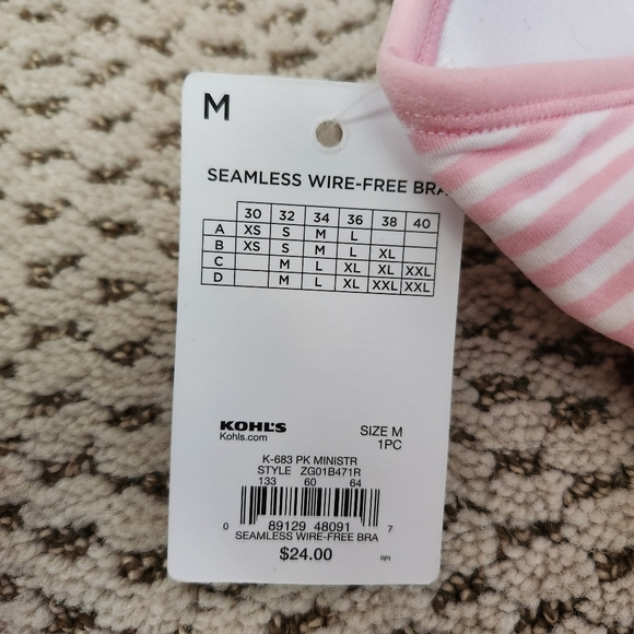 SO Striped White and Pink Wireless Padded Bralette - Picture 4 of 4